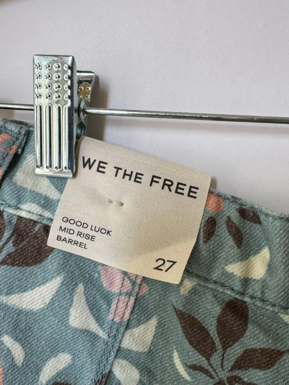 NWT Free People Good Luck Printed Barrel Jeans 27